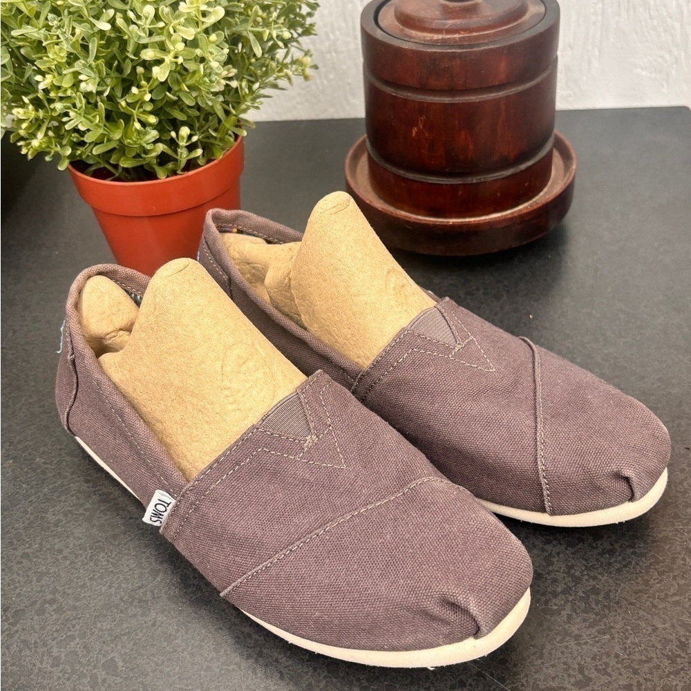 TOMS Classic Alpargata Heritage Women’s Canvas Slip-on Shoes Sz. 8W Ash Brown